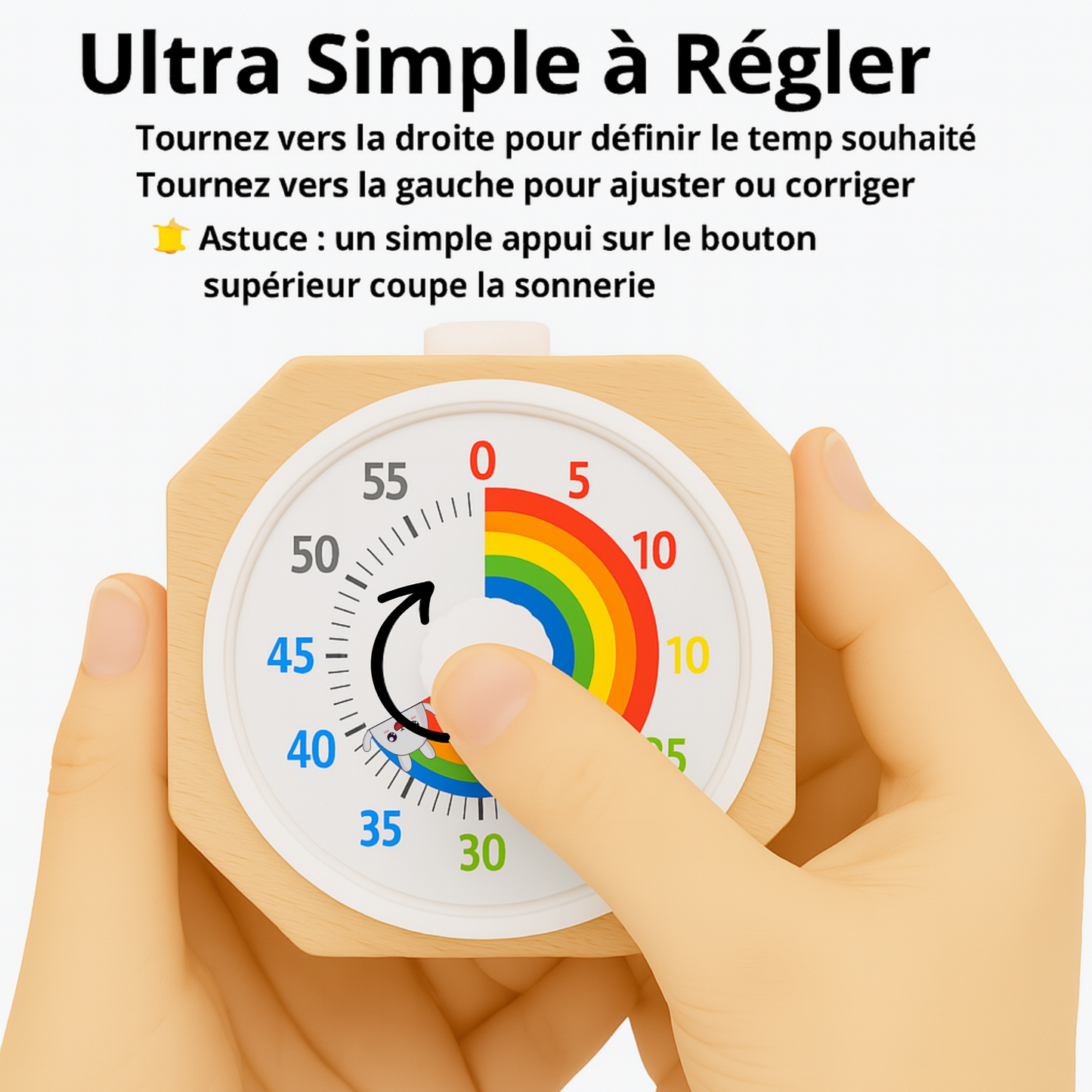EtikaChange Minuteur Visuel Enfant Bois Écologique Rechargeable Timer Montessori Silencieux avec Lumière Douce Ajustable - Gestion du Temps TDAH, Cuisine, Devoirs, Maison - Idéal 3 Ans+