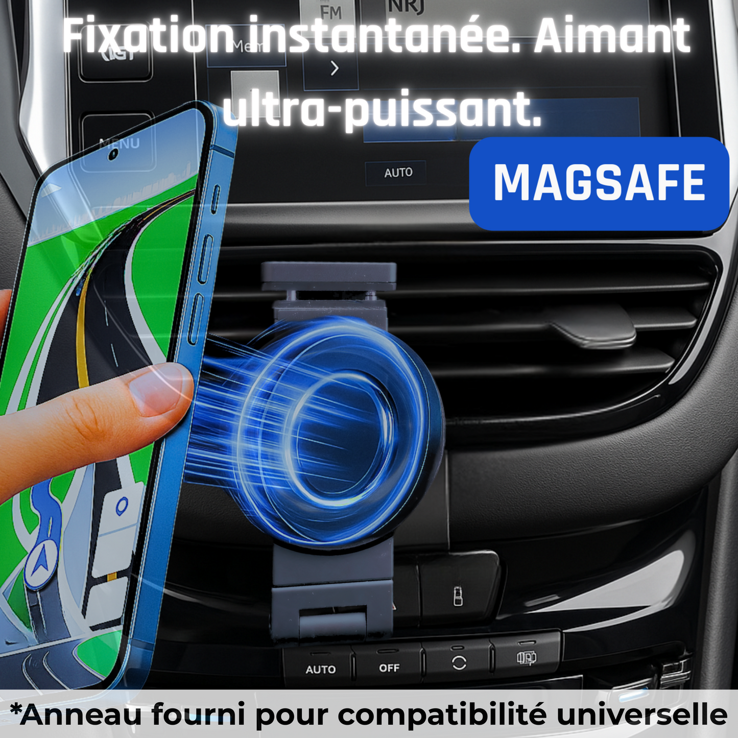 Support Téléphone Polyvalent en Aluminium – Fixation Bureau, Voiture et Écran PC Compatible Magsafe iphone samsung